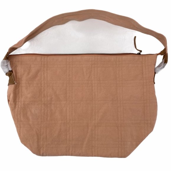 NWOT FREE PEOPLE PALE PINK ANKARA STITCH QUILTED TOTE BAG W/LEATHER ACCENTS - Picture 8 of 9